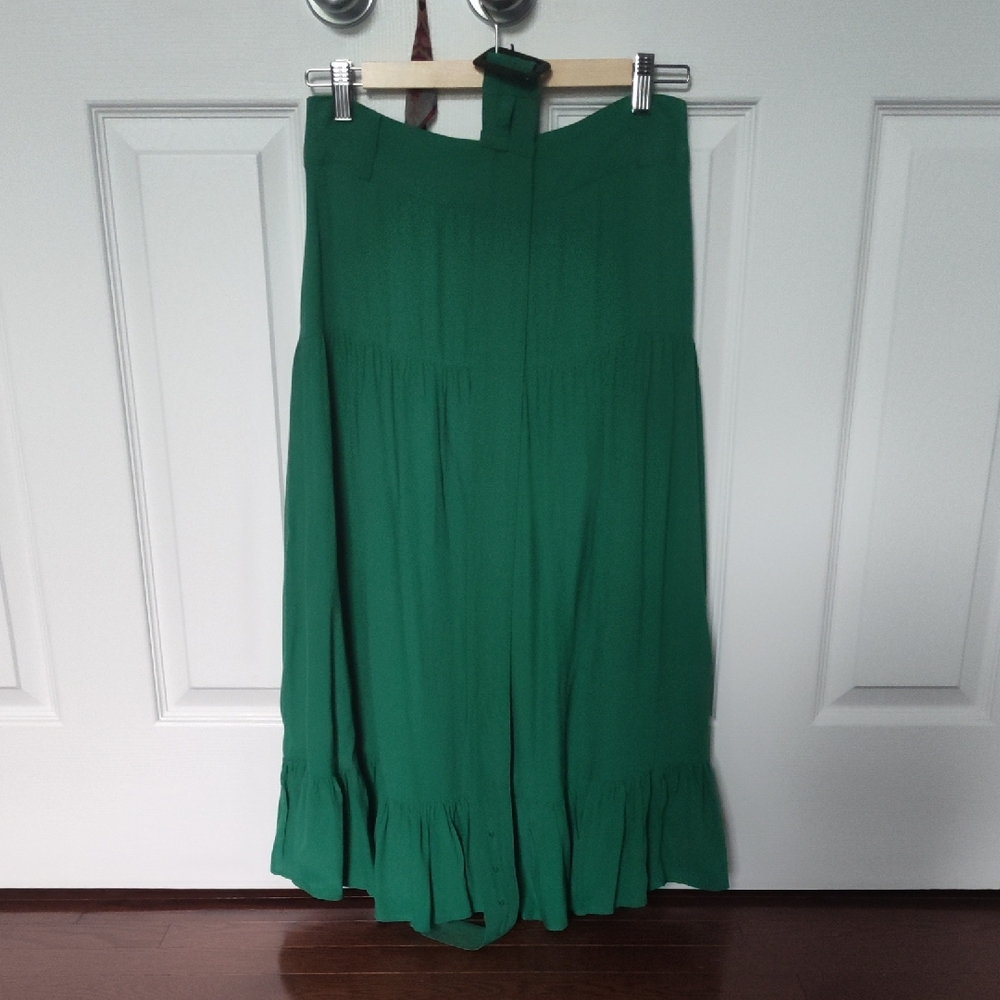 Banana Republic Green Pleated Midi Skirt for Casual Wear